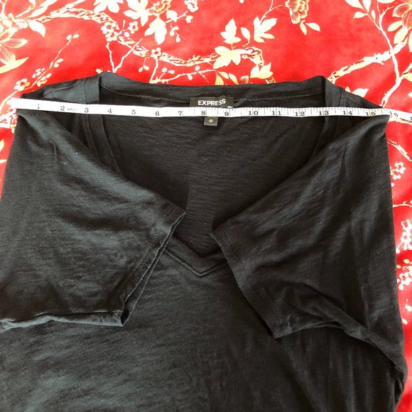 Super Flattering Marled Black Ruched Tunic Tee XS - Picture 13 of 16